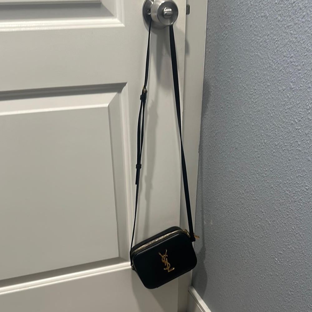 Yves Saint Laurent Mini Lou Camera Bag Black and Gold Crossbody Bag